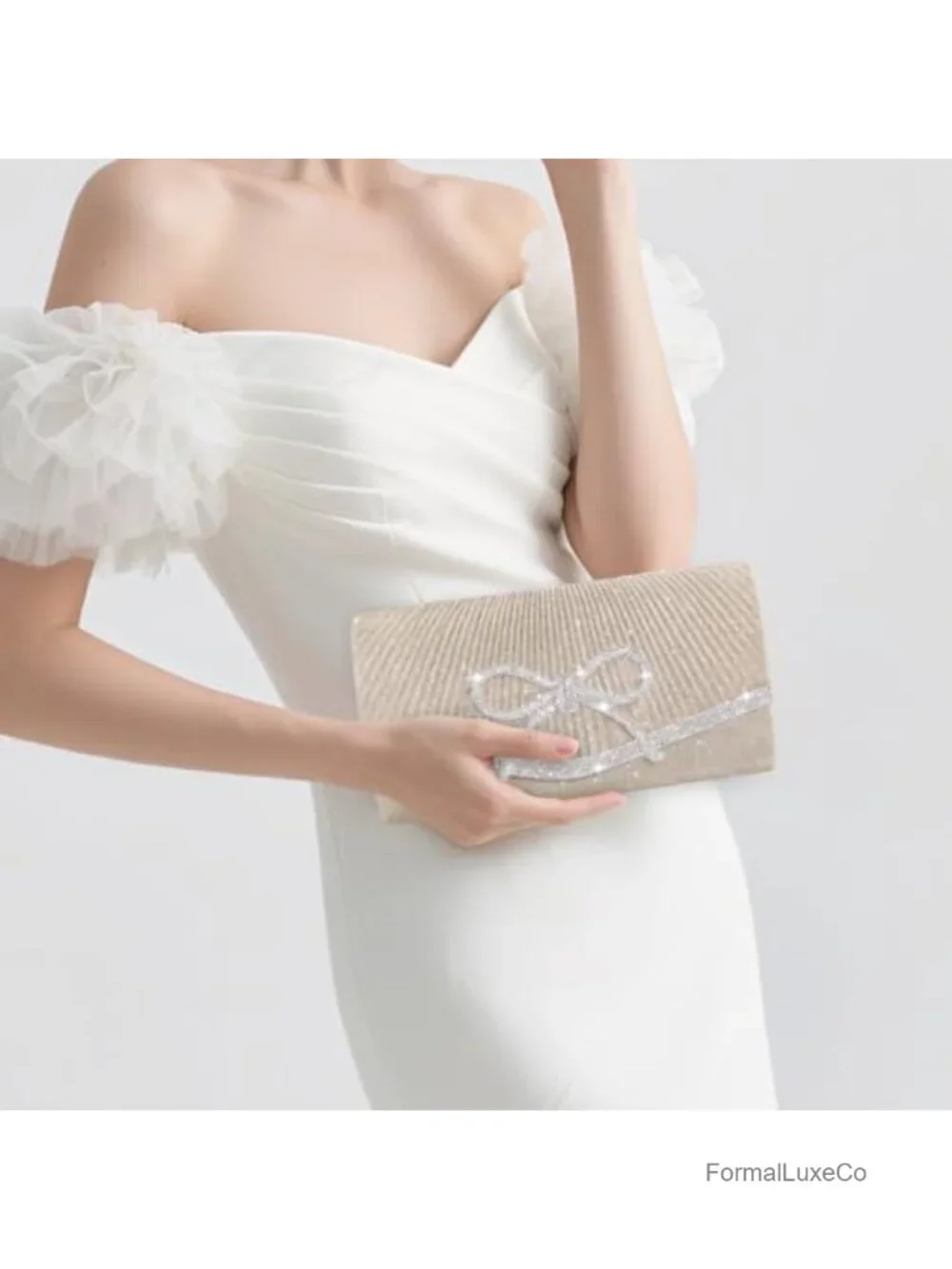 Sparkly Bow Crossbody Clutch Evening Bag with Rhinestone